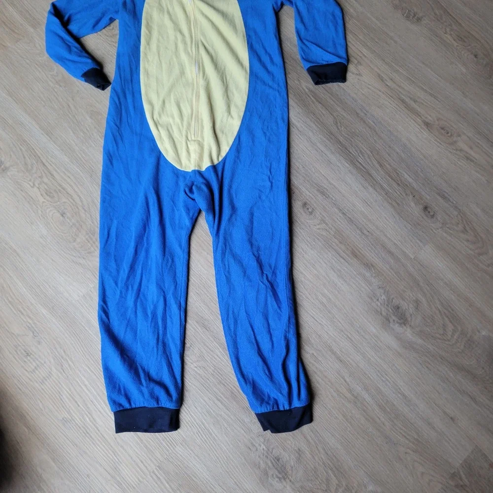 Sonic the Hedgehog Pajamas Kids Size 8 Blue Union Suit Hooded One Piece